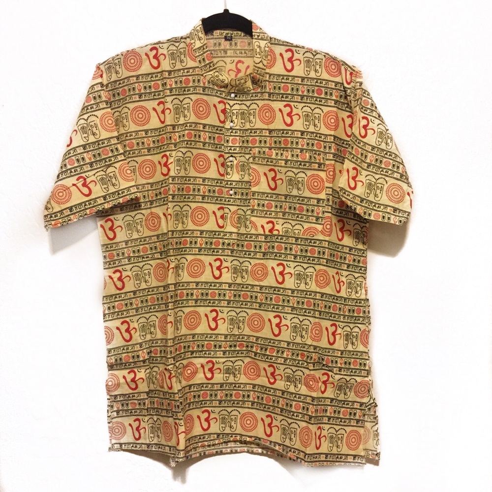 Cotton Hare Krishna Om Indian Men’s Shirt